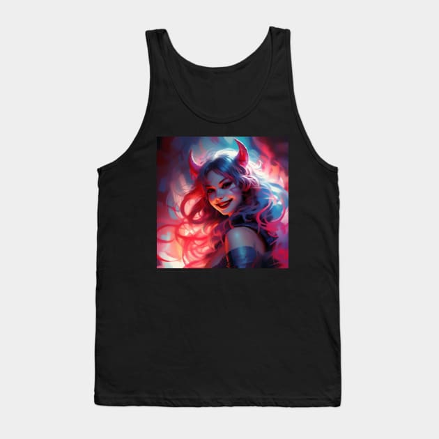 Cute Devil Girl Tank Top by CatCoconut-Art